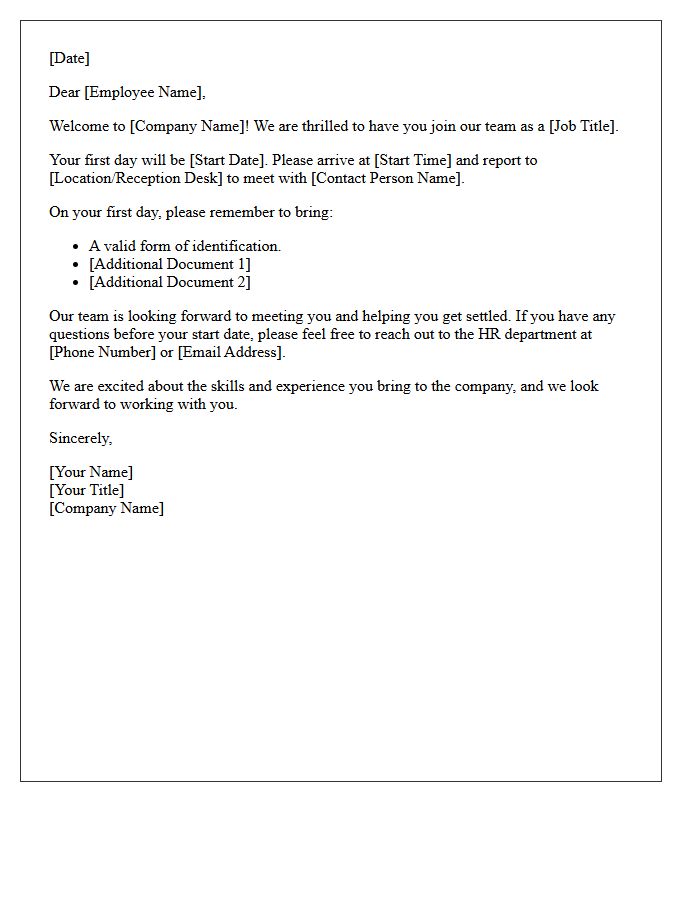 Human Resources New Hire Welcome Letter