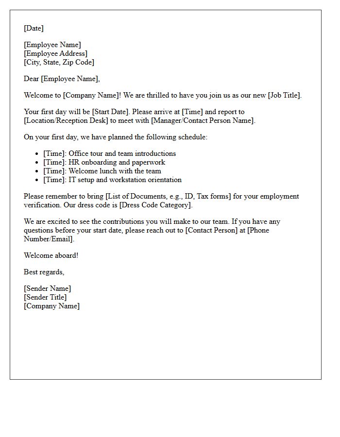 Official First Day Company Welcome Letter