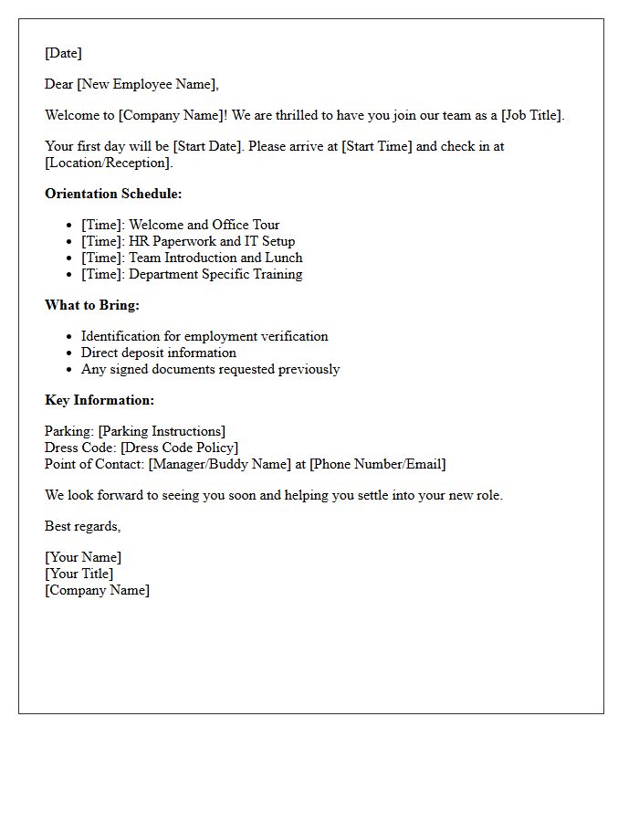 First Day Orientation Welcome Letter