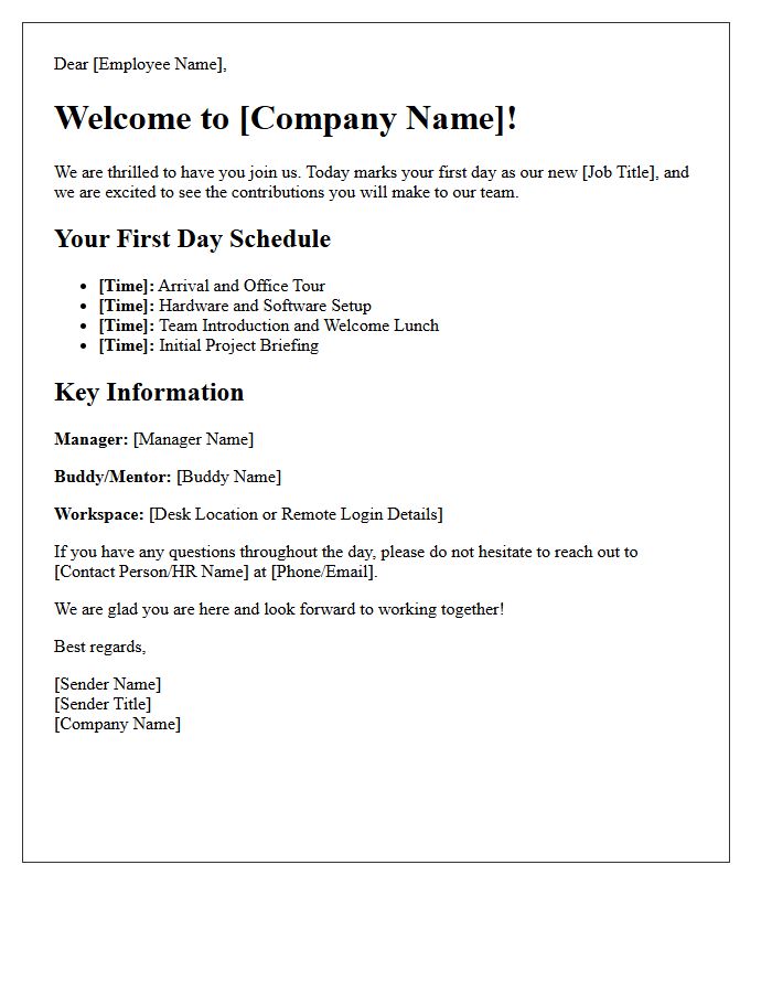 Welcome to Our Company First Day Letter