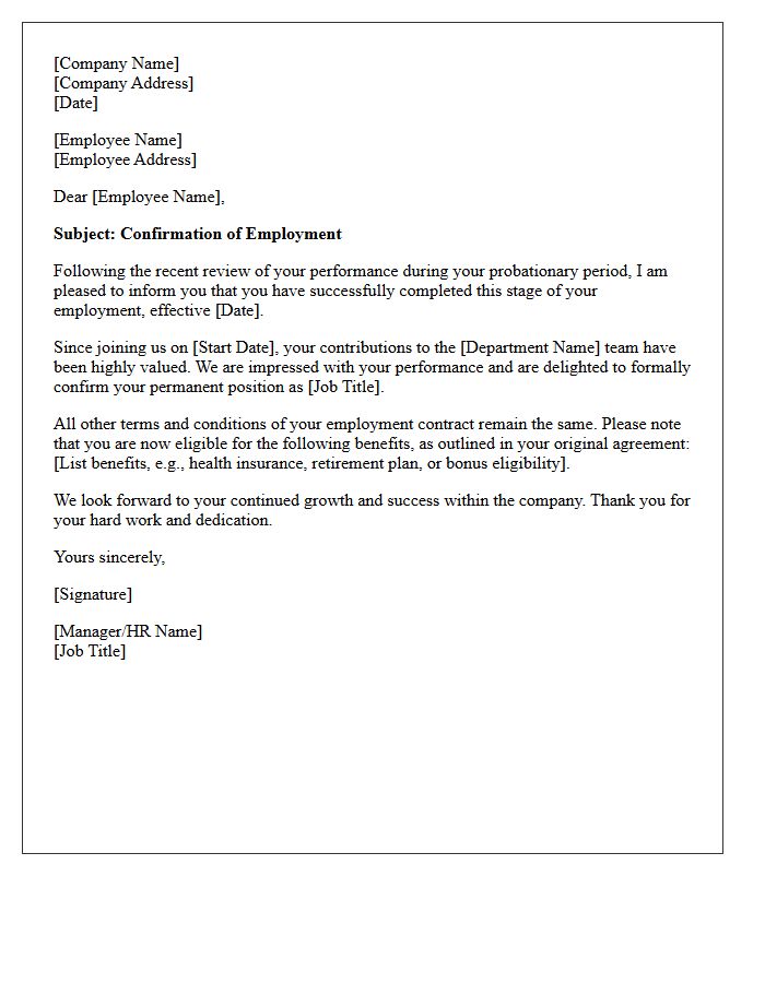 Official Welcome Letter Following Probationary Period