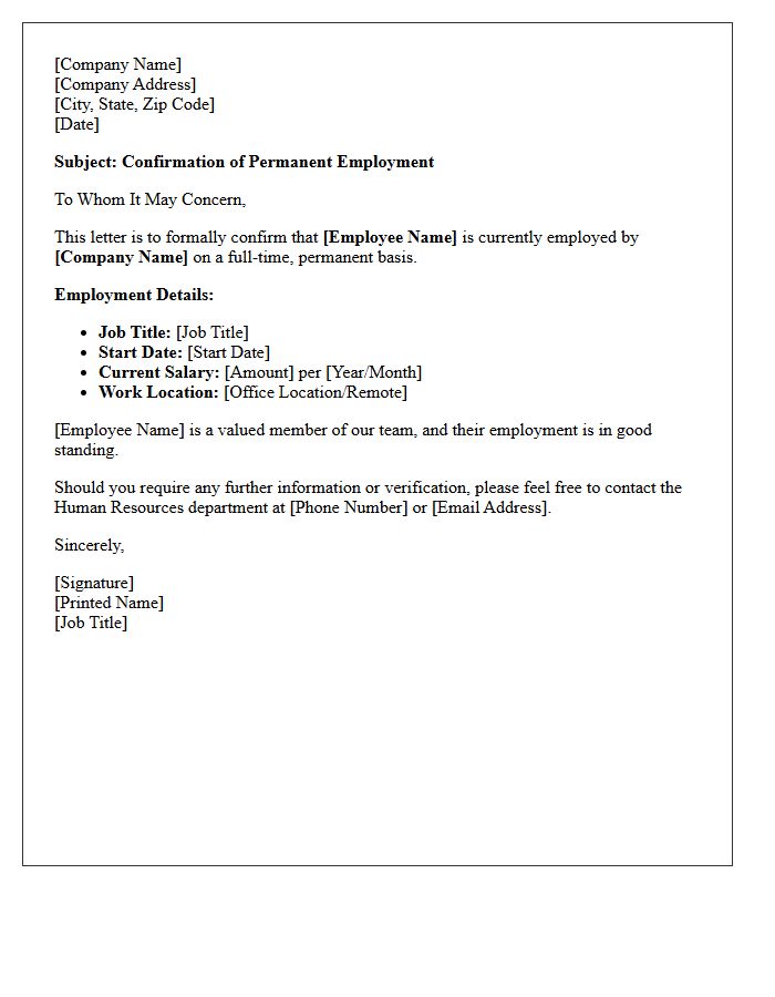 Permanent Employment Confirmation Letter