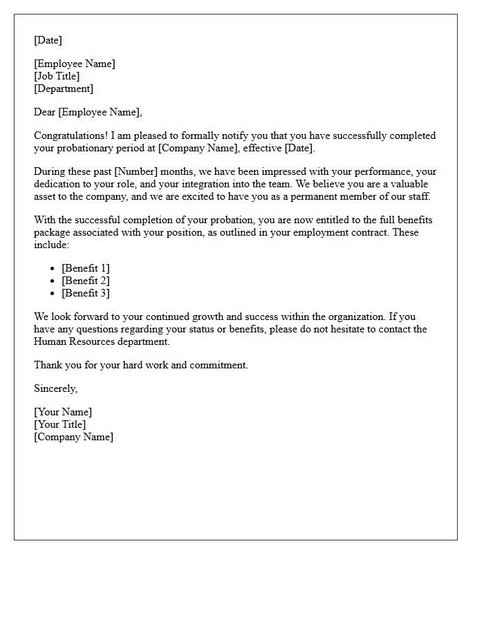 Successful Probationary Period Congratulations Letter