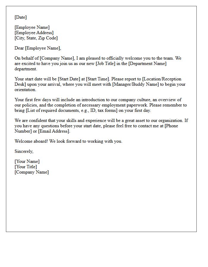 Human Resources Official Welcome Letter