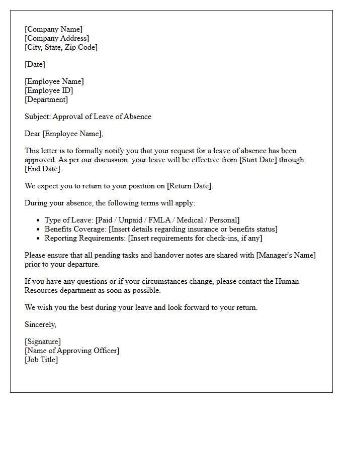 Leave of Absence Approval Letter