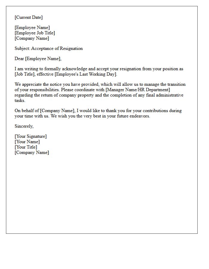 Formal Resignation Acceptance Letter