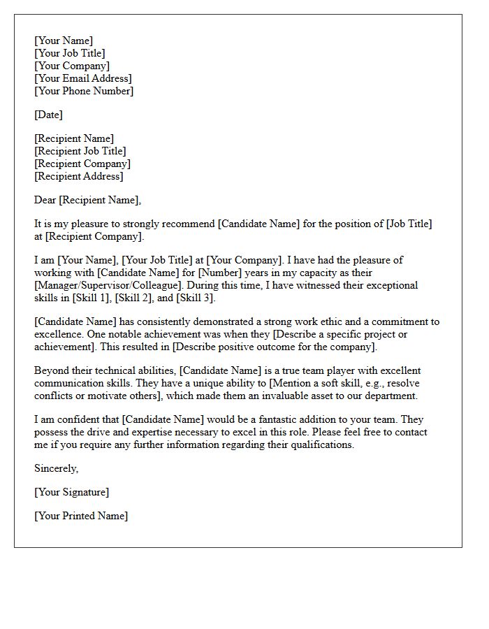 Professional Recommendation Letter