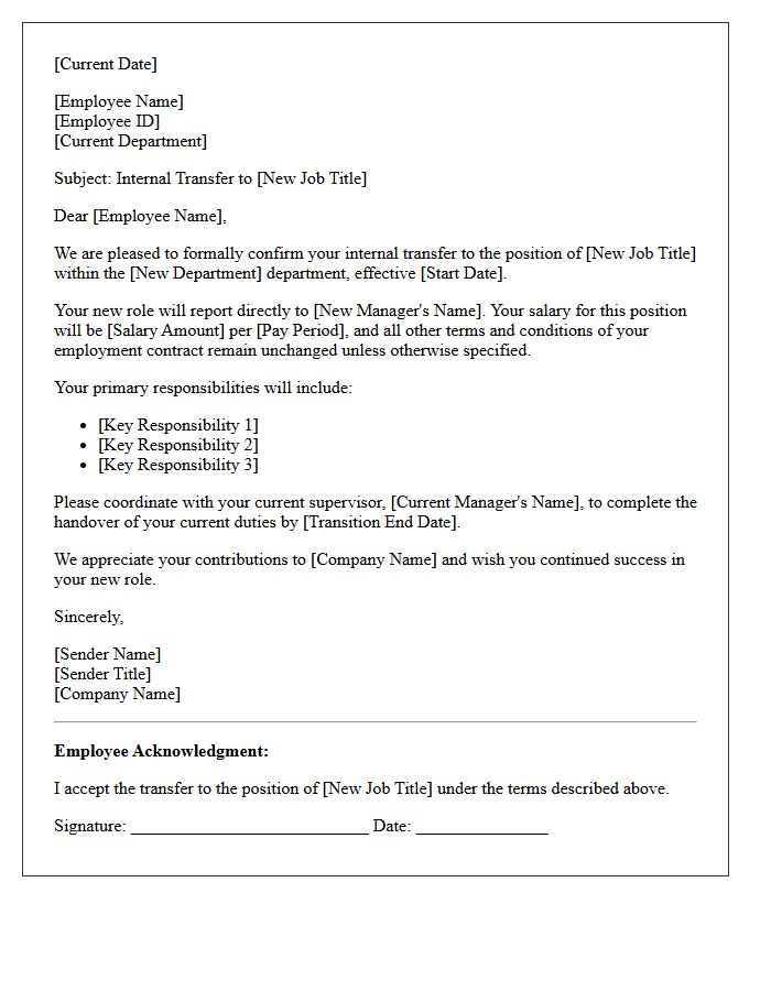 Internal Employee Transfer Letter