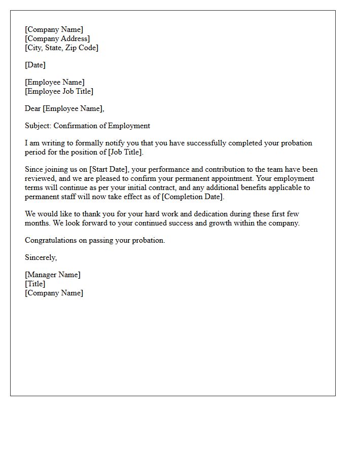 Probation Period Completion Letter