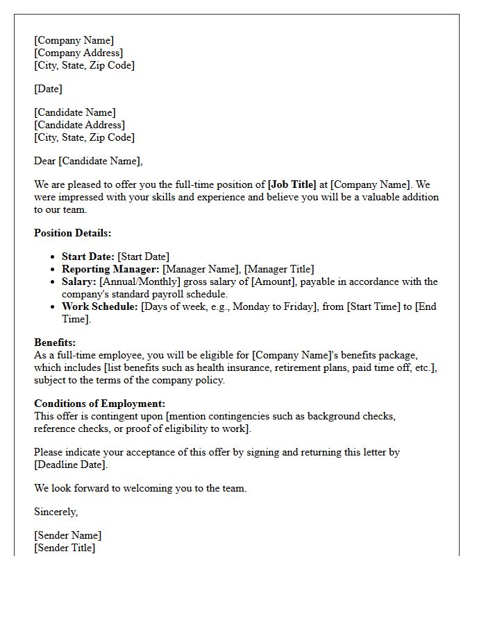 Offer Letter for Full-Time Employment