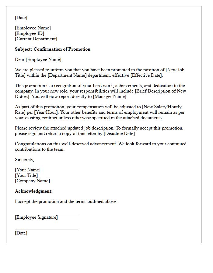 Employee Promotion Confirmation Letter