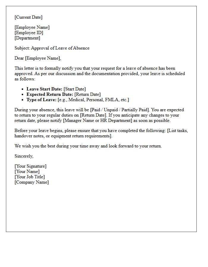Leave of Absence Approval Letter