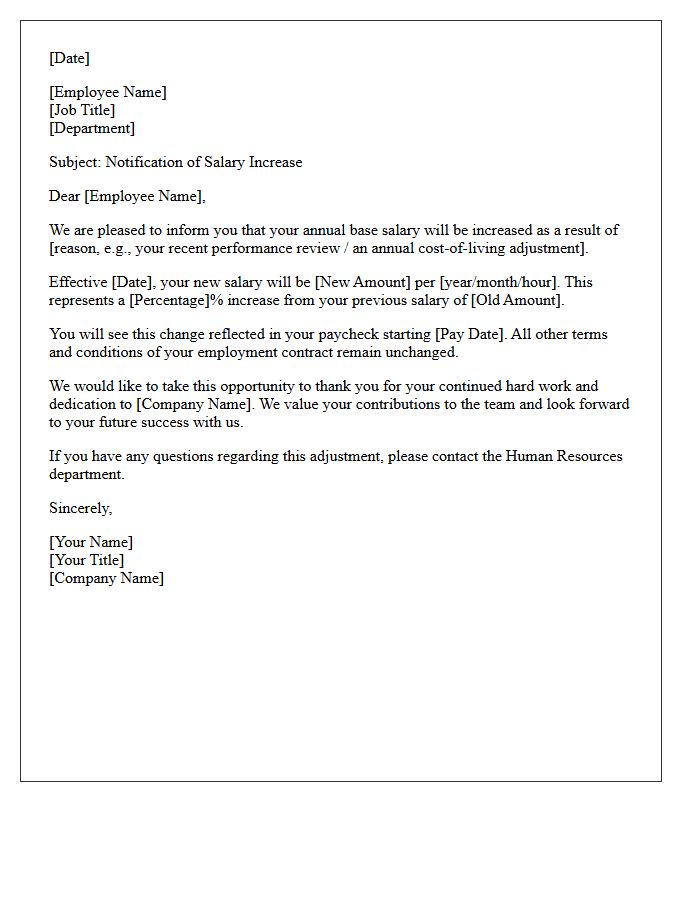 Salary Increase Notification Letter