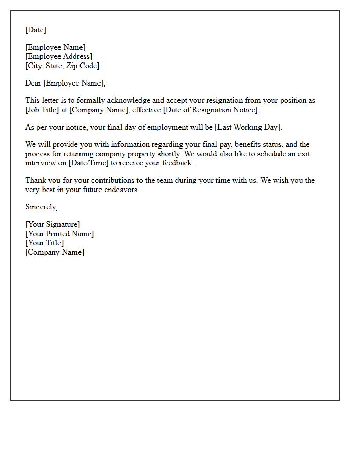 Resignation Acceptance Acknowledgment Letter