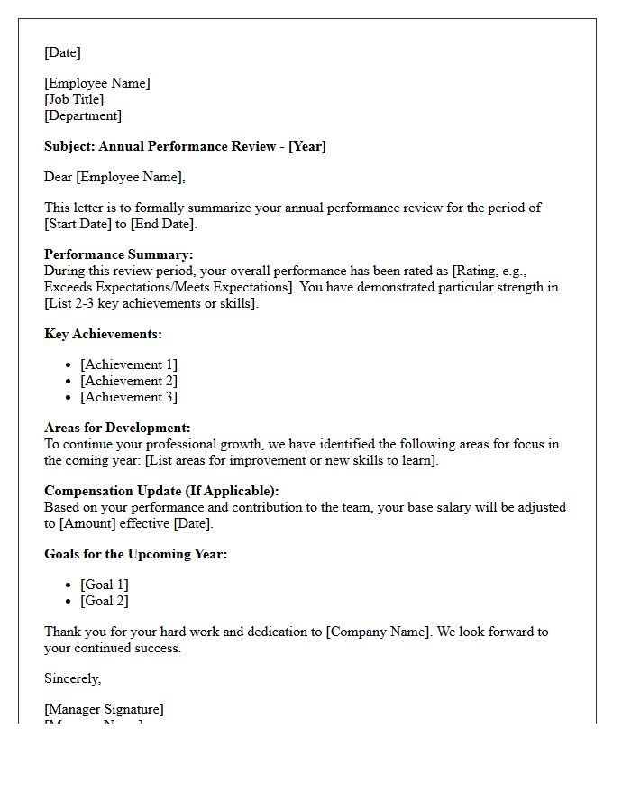 Annual Performance Review Letter