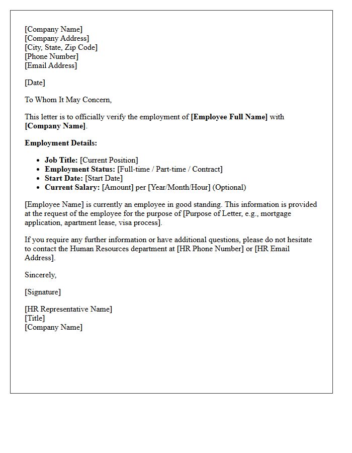 Official Human Resources Verification Letter