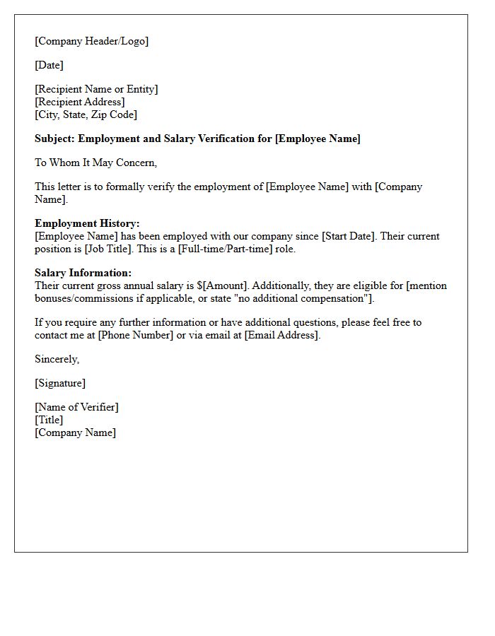 Length Of Employment And Salary Verification Letter