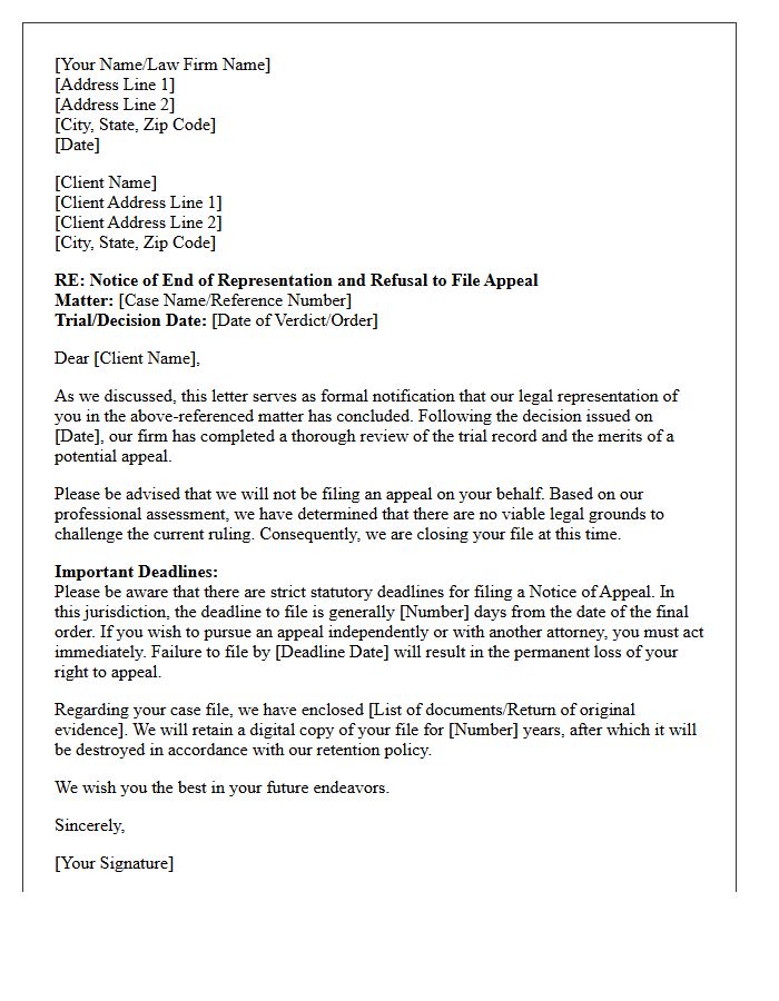 End of Representation and Appeal Refusal Letter