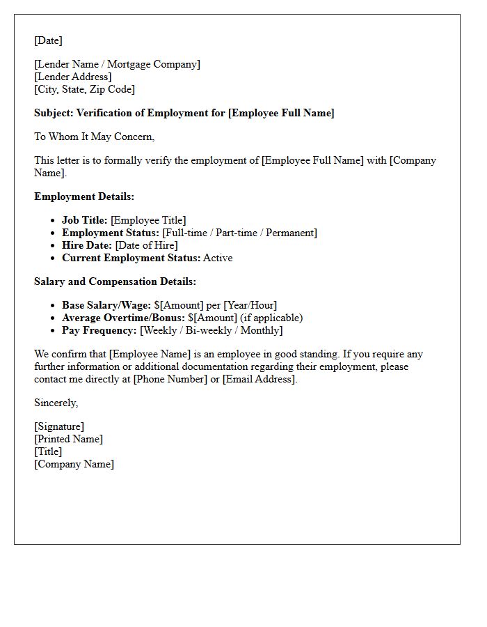 Mortgage Approval Employment Verification Letter With Salary Details