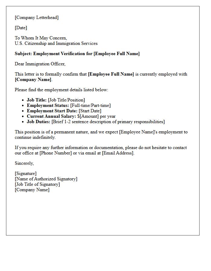 Immigration Visa Employment Verification Letter With Salary Details