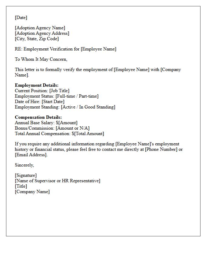 Adoption Agency Employment Verification Letter With Salary Details