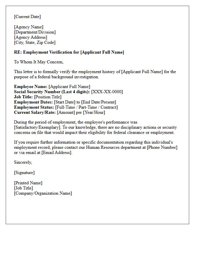 Federal Background Check Employment Verification Letter