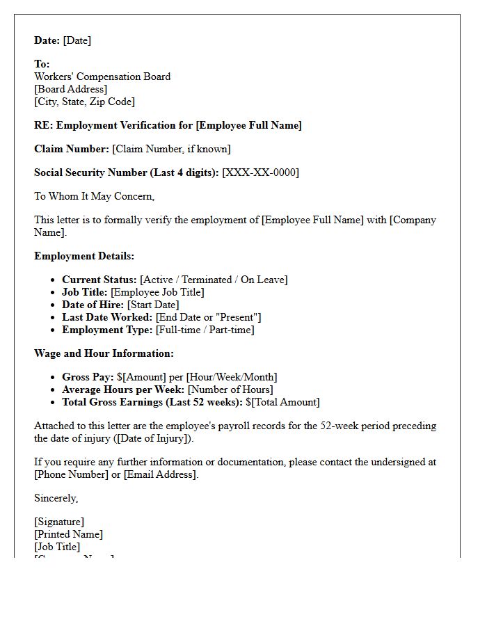 Workers Compensation Board Employment Verification Letter