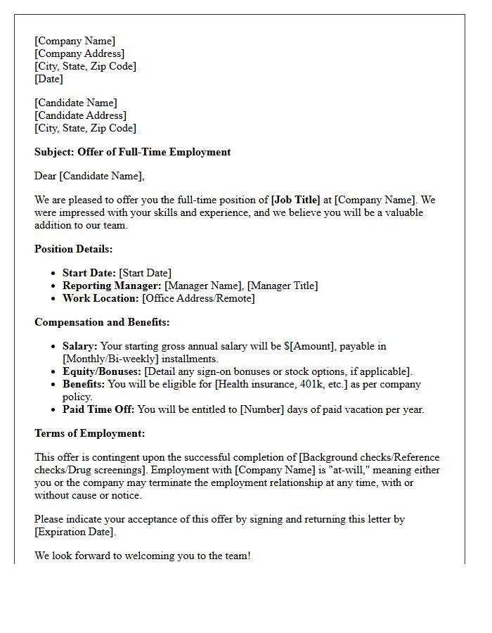 Official Offer Letter for Full-Time Employment
