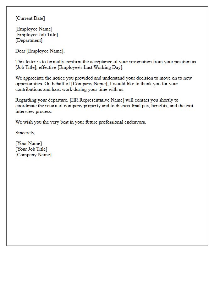 Resignation Acceptance Letter for Voluntary Departure