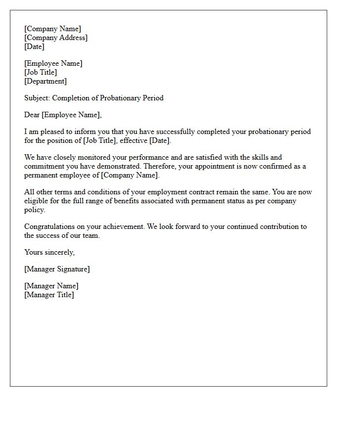 Probationary Period Completion Letter for Permanent Status