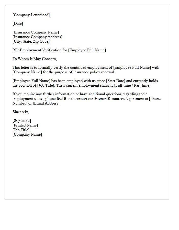 Continued Employment Verification Letter for Insurance Policy Renewal