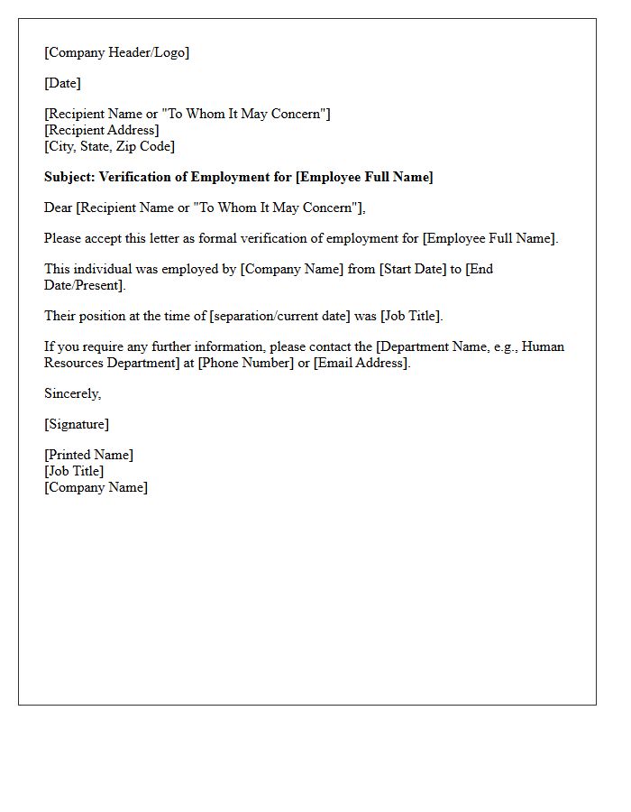 Standard Basic Dates Of Employment Verification Letter
