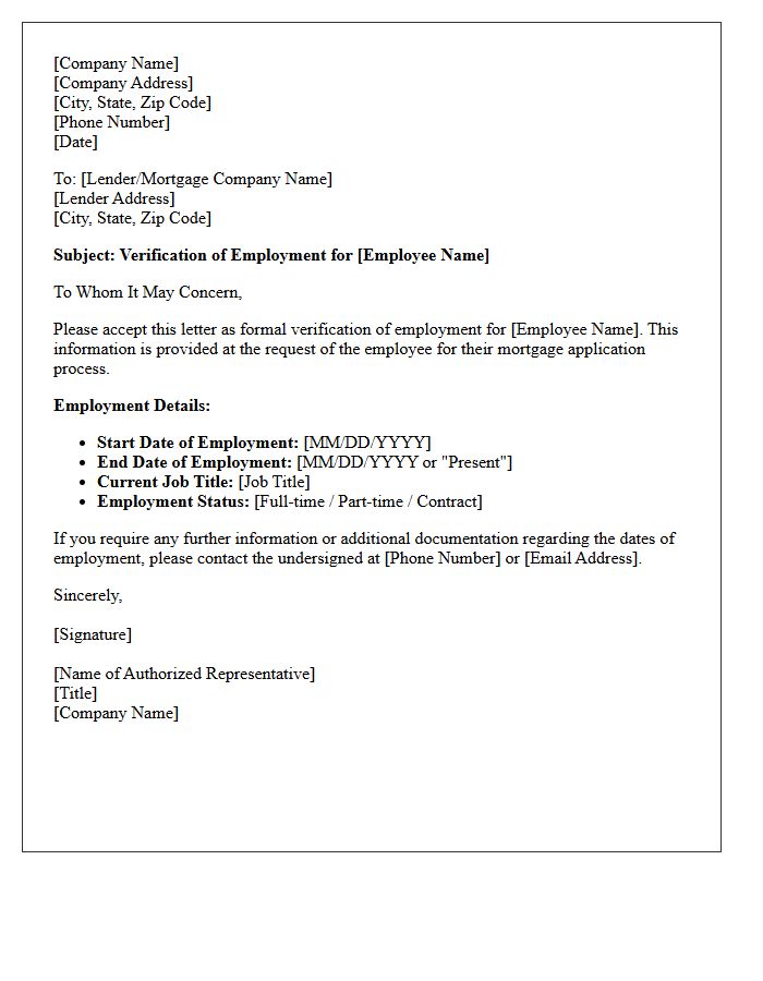 Mortgage Application Dates Of Employment Verification Letter