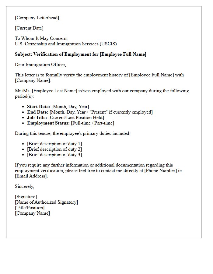 Immigration Visa Dates Of Employment Verification Letter