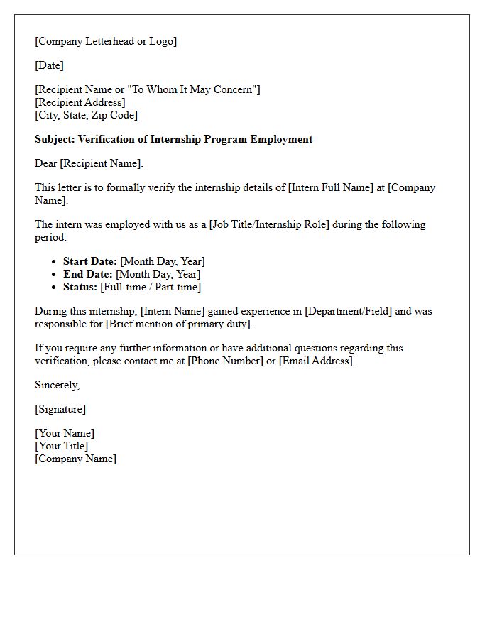 Internship Program Dates Of Employment Verification Letter