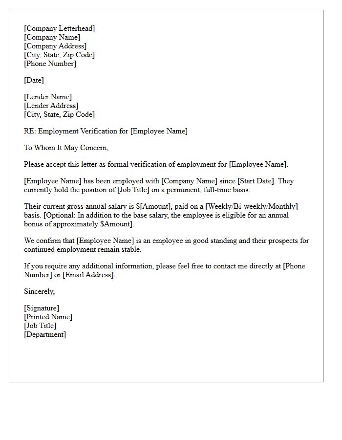 Full-Time Employment Status Verification Letter For Mortgage Approval