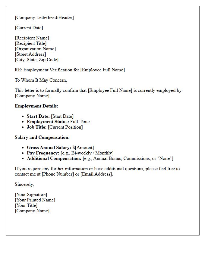 Full-Time Employment Status Verification Letter With Salary Disclosure