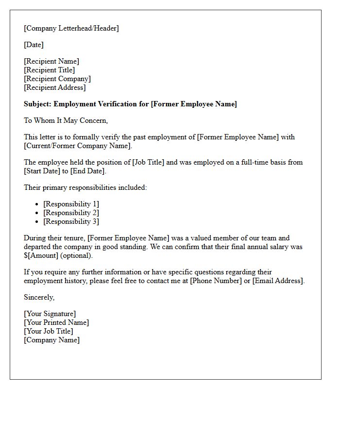 Full-Time Employment Status Verification Letter For Former Employee Reference
