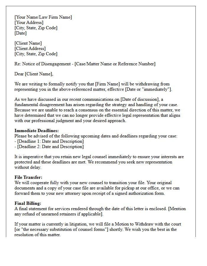 Fundamental Strategy Conflict Client Disengagement Letter