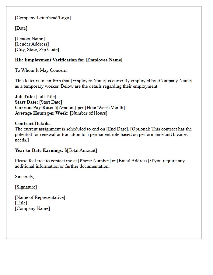 Temporary Worker Mortgage Verification Letter