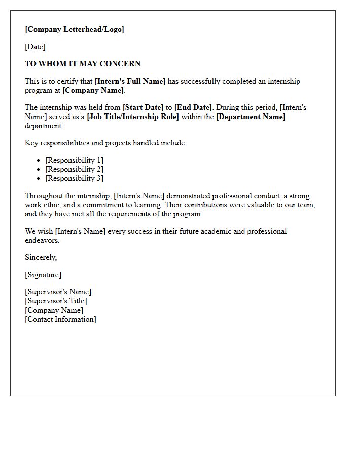Official Internship Completion Verification Letter