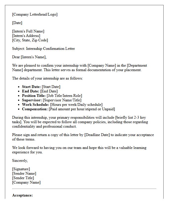 Employer Internship Confirmation Letter