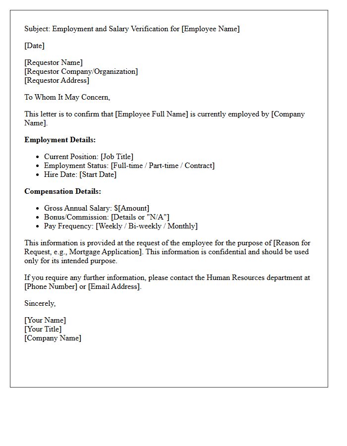 Salary And Compensation Verification Response Letter