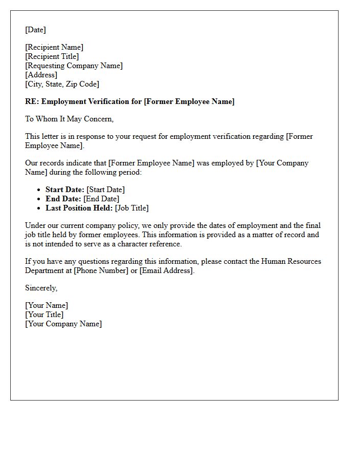 Former Employee Background Check Response Letter