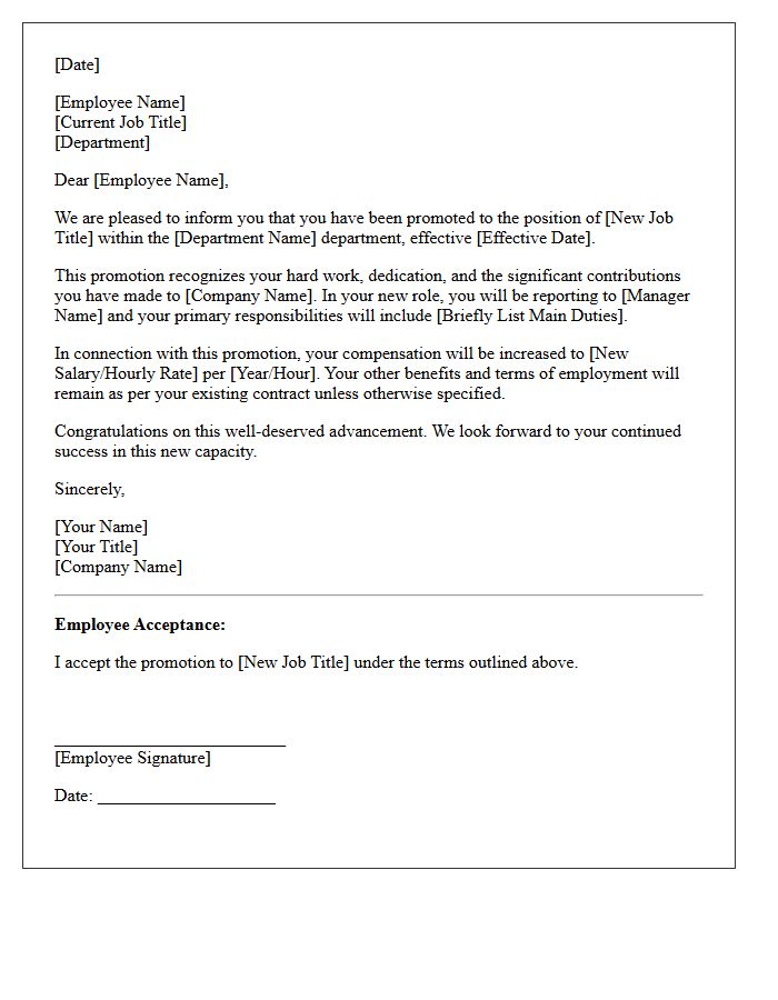 Standard Internal Promotion Letter
