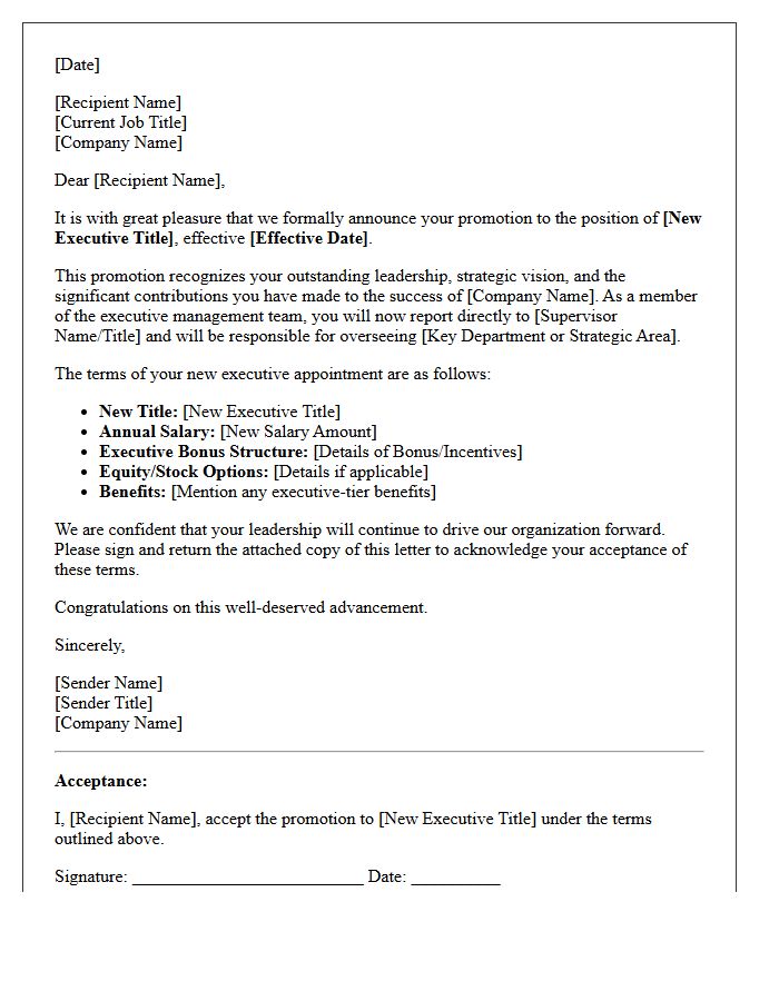 Executive Management Promotion Letter
