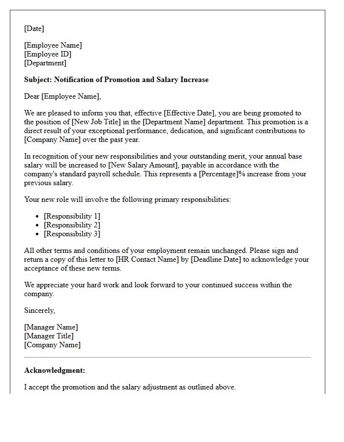 Merit-Based Salary and Promotion Letter