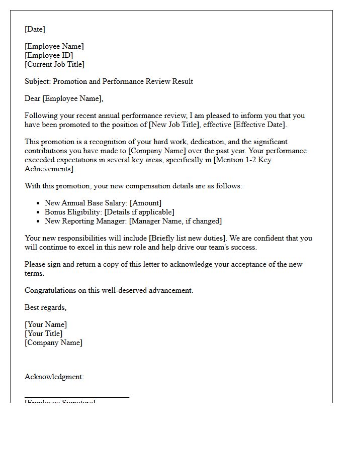 Annual Performance Review Promotion Letter