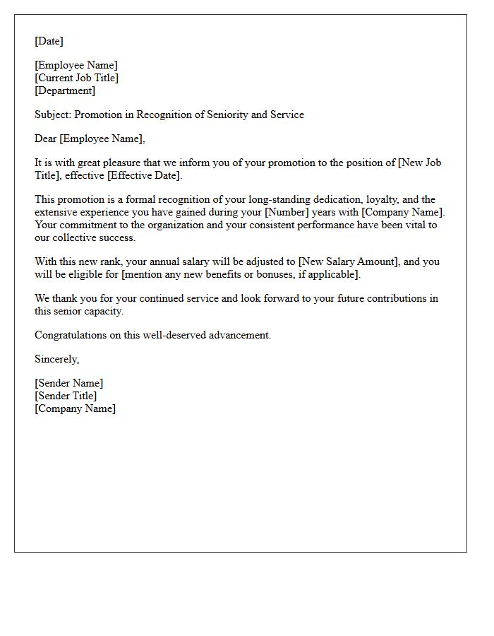 Seniority Recognition Promotion Letter