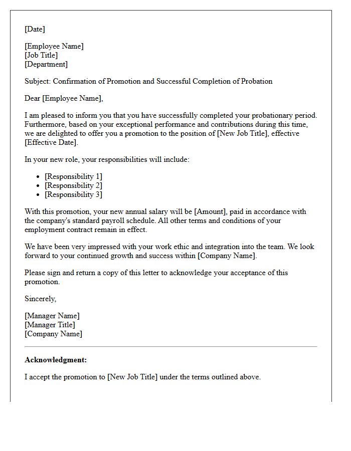 Probationary Period Promotion Letter